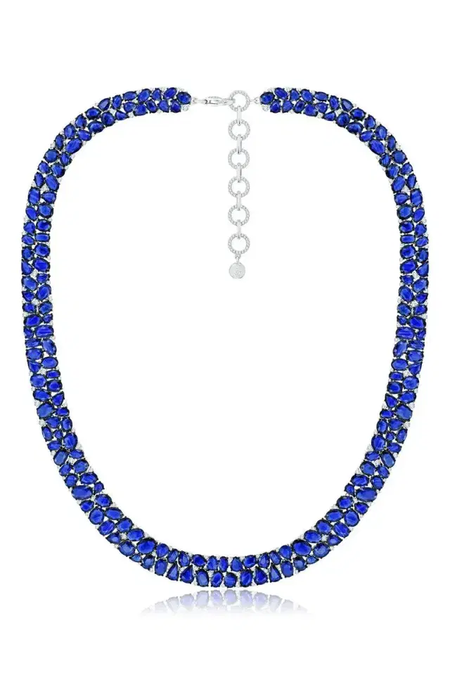 Blue Sapphire Diamond Necklace