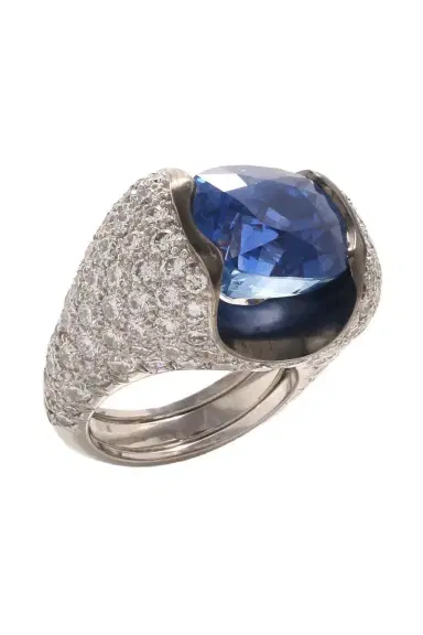 DAVID WEBB Blue Sapphire Diamond Ring | Thumbnail 1 DAVID WEBB Blue Sapphire Diamond Ring | Thumbnail 1