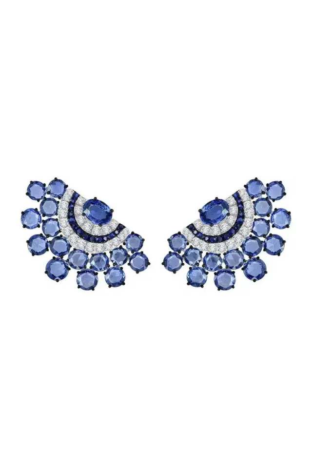 Blue Sapphire Fan Earrings