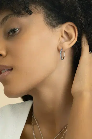 LISA NIK Blue Sapphire Hoop Earrings | Thumbnail 3 LISA NIK Blue Sapphire Hoop Earrings | Thumbnail 3