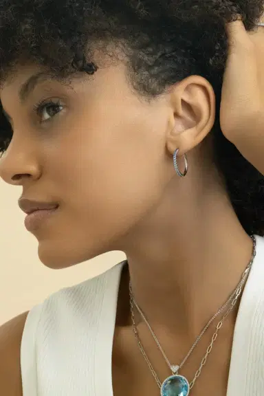 LISA NIK Blue Sapphire Hoop Earrings | Thumbnail 4 LISA NIK Blue Sapphire Hoop Earrings | Thumbnail 4