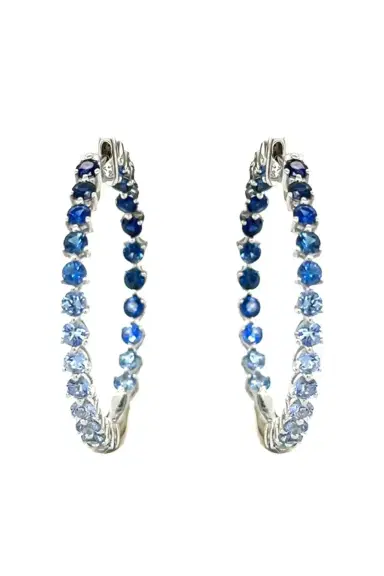 LISA NIK Blue Sapphire Hoop Earrings | Thumbnail 1 LISA NIK Blue Sapphire Hoop Earrings | Thumbnail 1