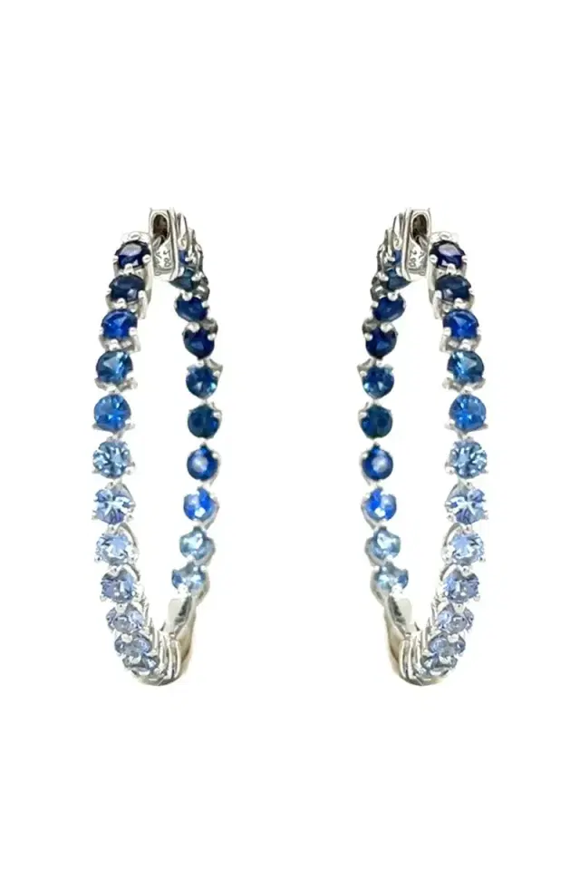 Blue Sapphire Hoop Earrings