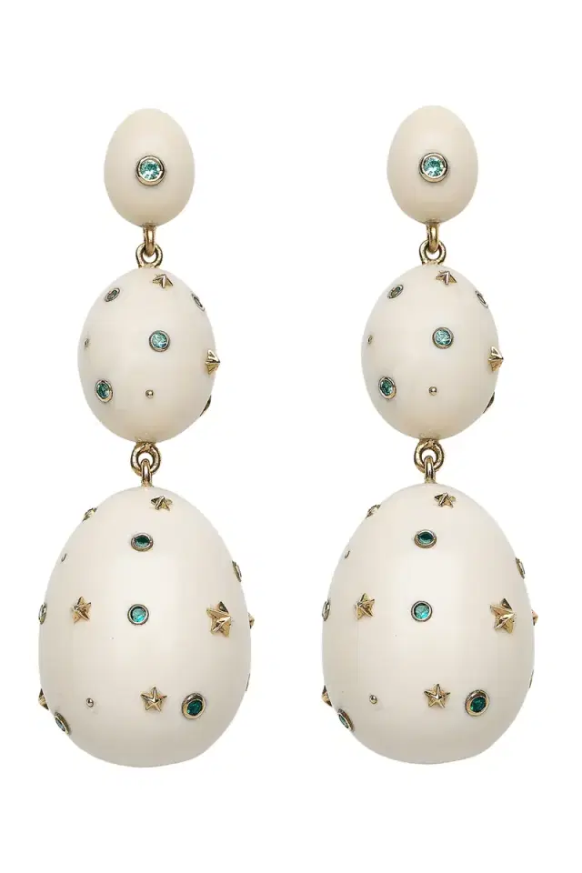 BIBI VAN DER VELDEN Blue Sapphire Mammoth Egg Earrings