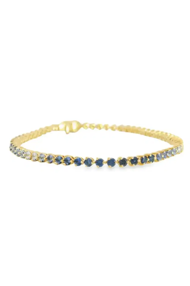 LISA NIK Blue Sapphire Ombre Bracelet - Yellow Gold