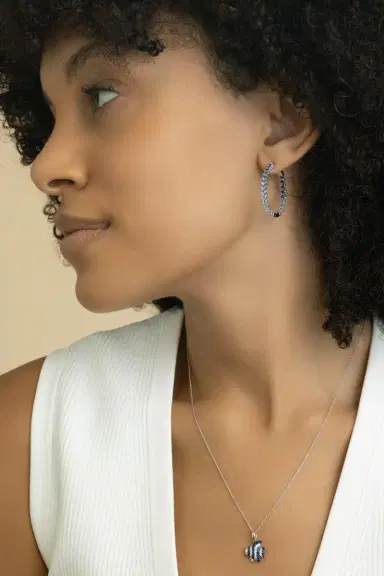 LISA NIK Blue Sapphire Ombre Hoop Earrings | Thumbnail 2