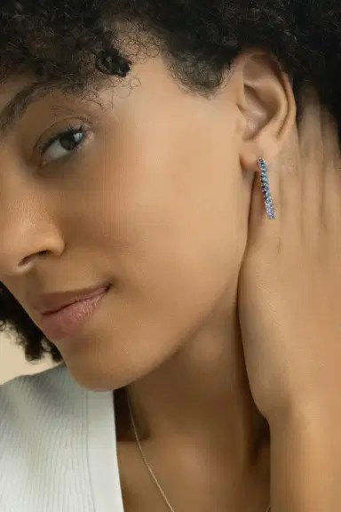 LISA NIK Blue Sapphire Ombre Hoop Earrings | Thumbnail 3