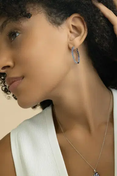 LISA NIK Blue Sapphire Ombre Hoop Earrings | Thumbnail 4