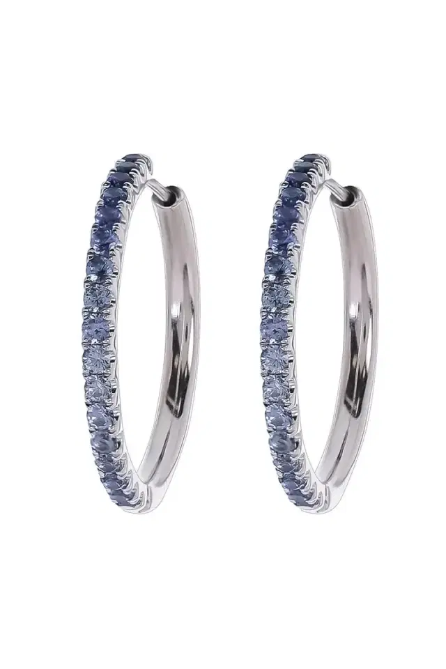 LISA NIK Blue Sapphire Ombre Hoop Earrings