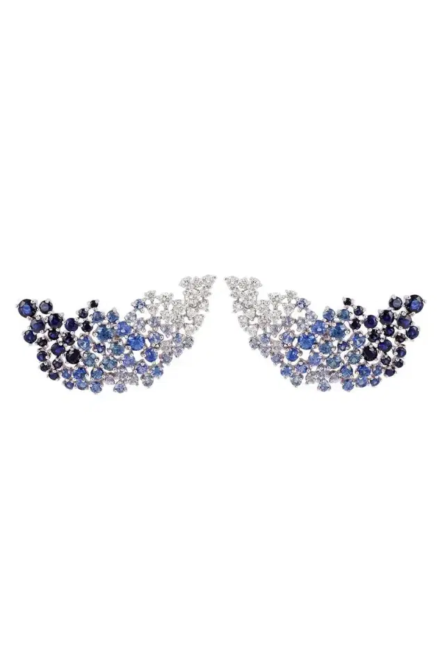 Ananya Blue Sapphire Ombre Scatter Ear Jackets