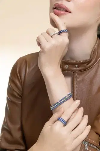 ROBERTO DEMEGLIO Blue Sapphire Oval Extensible Stretch Tennis Bracelet | Thumbnail 2