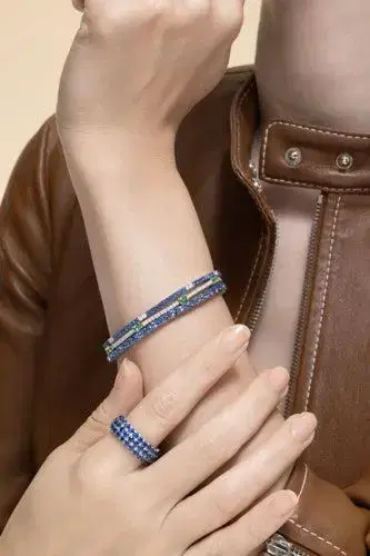 ROBERTO DEMEGLIO Blue Sapphire Oval Extensible Stretch Tennis Bracelet | Thumbnail 3