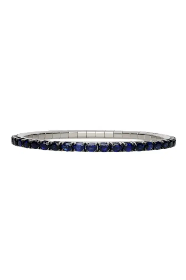 ROBERTO DEMEGLIO Blue Sapphire Oval Extensible Stretch Tennis Bracelet