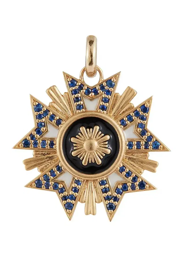 Blue Sapphire White Black Florence Medallion Charm