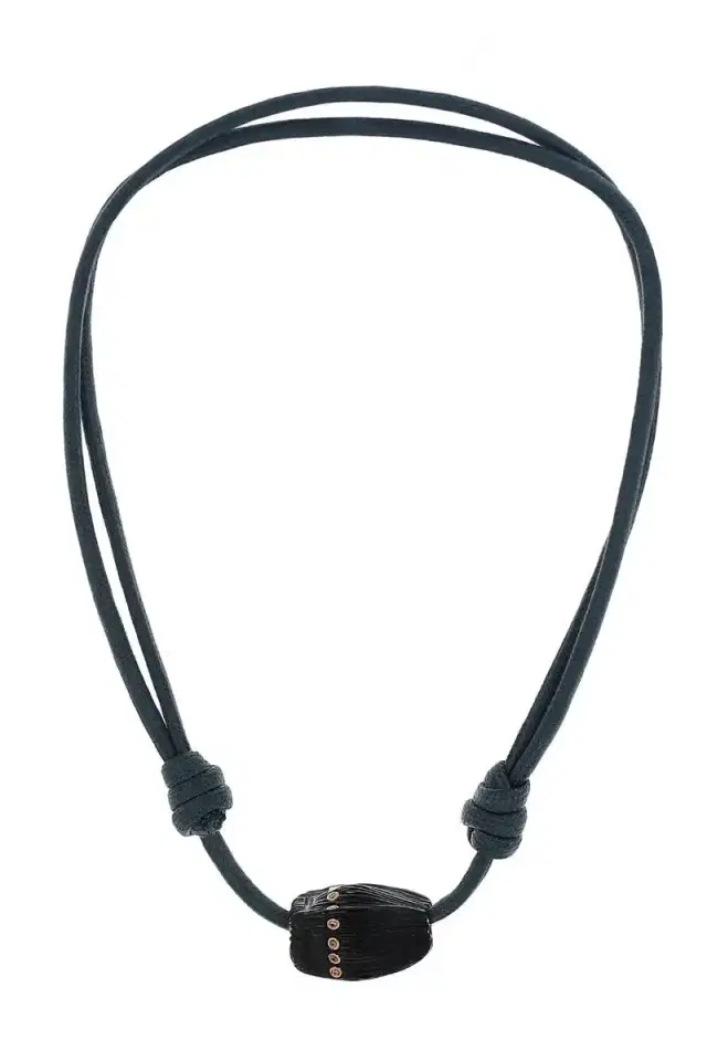 DEZSO BY SARA BELTRAN Blue Tiger Eye Aquamarine Carved Coquito Necklace