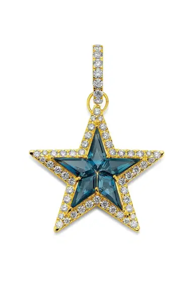 BUDDHA MAMA Blue Topaz Diamond Kite Star Pendant | Thumbnail 1