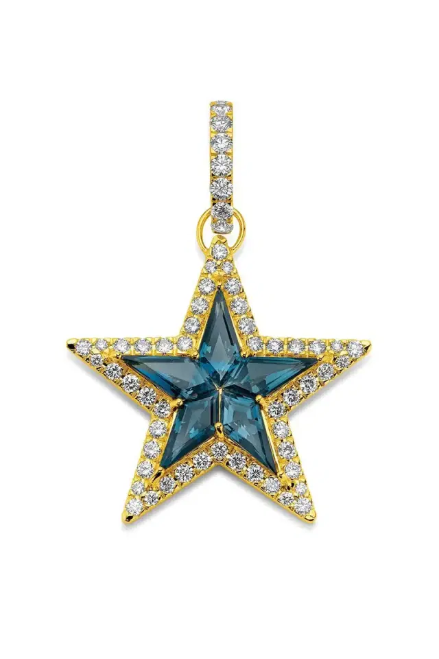 BUDDHA MAMA Blue Topaz Diamond Kite Star Pendant