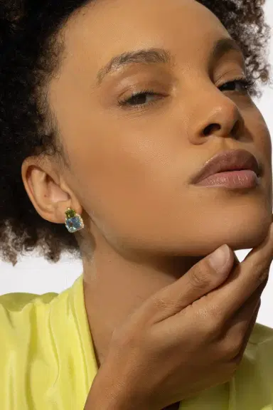 GOSHWARA Blue topaz Peridot Two Drop Gossip Earrings | Thumbnail 2 GOSHWARA Blue topaz Peridot Two Drop Gossip Earrings | Thumbnail 2