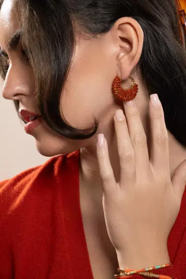 Gas Bijoux Burnt Orange Small Izzia Earrings | Thumbnail 2