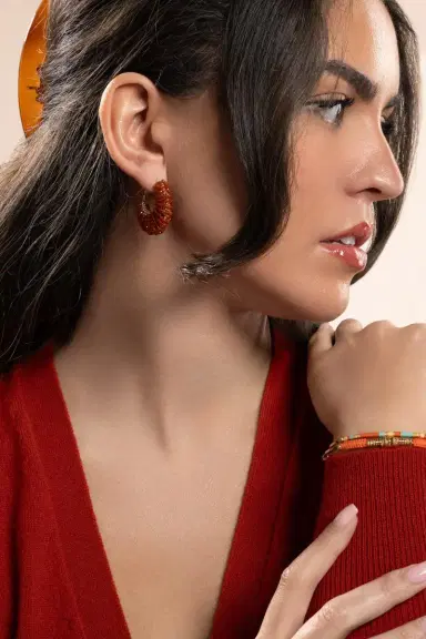 Gas Bijoux Burnt Orange Small Izzia Earrings | Thumbnail 3