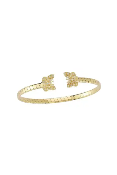 TANYA FARAH Butterfly Diamond Open Bangle Bracelet | Thumbnail 1