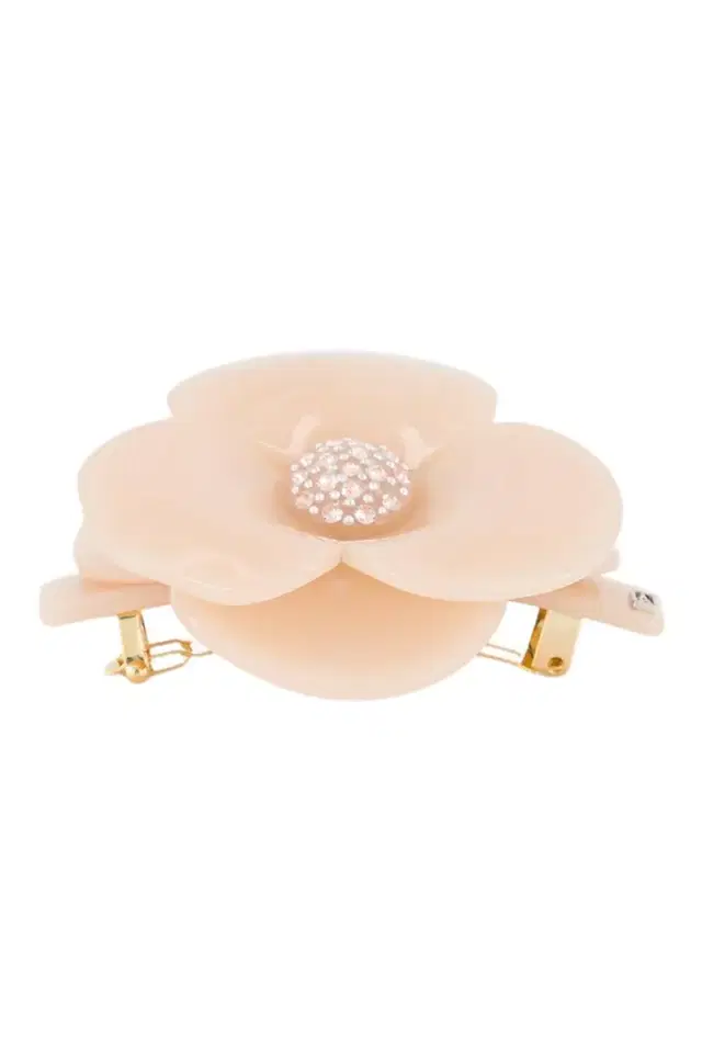Alexandre de Paris Camelia Side Barette - Beige