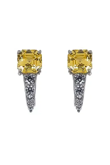 FANTASIA by DESERIO Canary Square Stone Earrings | Thumbnail 1 FANTASIA by DESERIO Canary Square Stone Earrings | Thumbnail 1