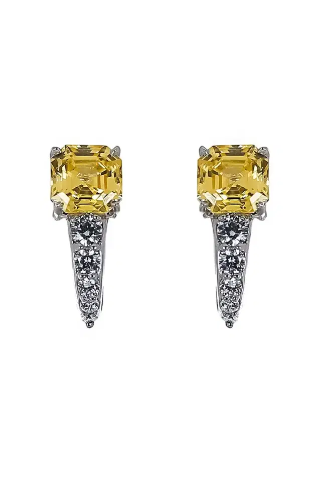 FANTASIA by DESERIO Canary Square Stone Earrings
