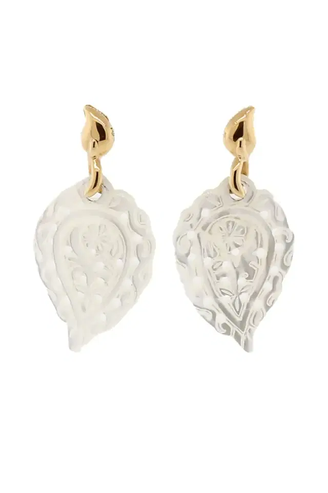 TAMARA COMOLLI Carved India Leaf Mother Of Pearl Earrings