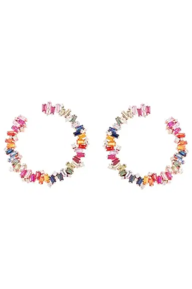 Suzanne Kalan Celeste Rainbow Sapphire Sideways Hoops | Thumbnail 1