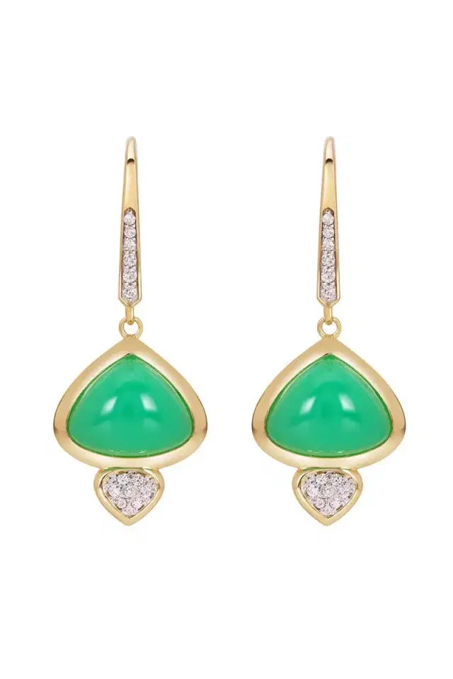 Marina B Chrysoprase Diamond Trisolina Drop Earrings