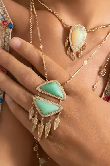 Jacquie Aiche Chrysoprase Feather Necklace | Thumbnail 3