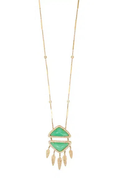 Jacquie Aiche Chrysoprase Feather Necklace | Thumbnail 1