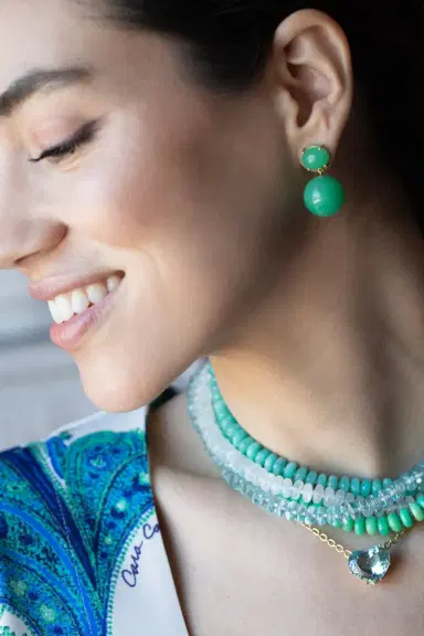 IRENE NEUWIRTH JEWELRY Chrysoprase Gumball Drop Earrings | Thumbnail 2