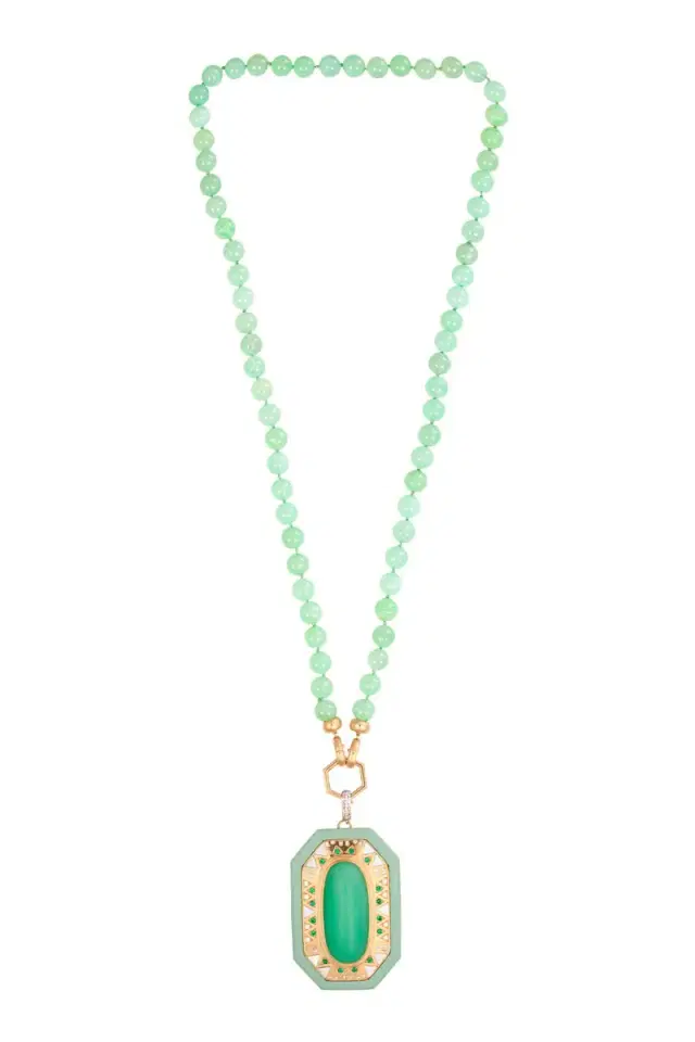 Harwell Godfrey Chrysoprase Pendant Bead Foundation Necklace