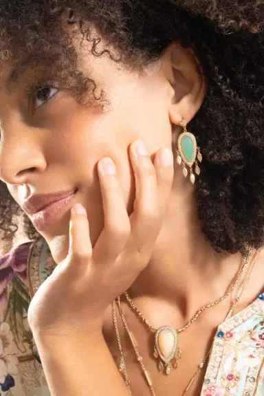 Jacquie Aiche Chrysoprase Teardrop Earrings | Thumbnail 3