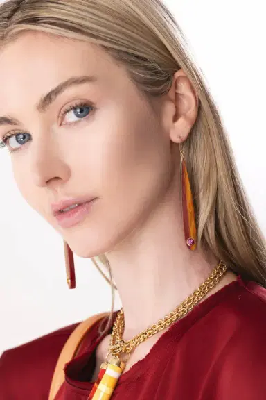 MARK DAVIS Citrine Garnet Orange Bakelite Earrings | Thumbnail 2