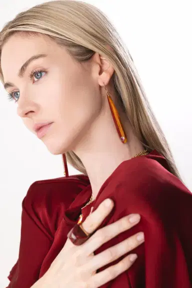 MARK DAVIS Citrine Garnet Orange Bakelite Earrings | Thumbnail 4