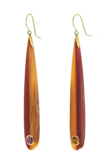 MARK DAVIS Citrine Garnet Orange Bakelite Earrings | Thumbnail 1