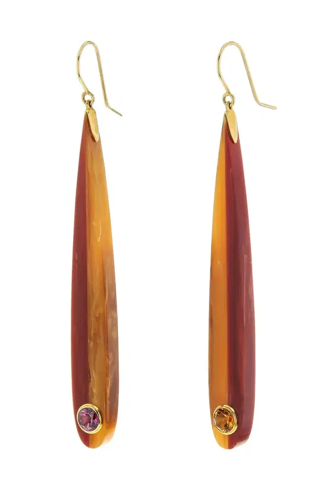 MARK DAVIS Citrine Garnet Orange Bakelite Earrings