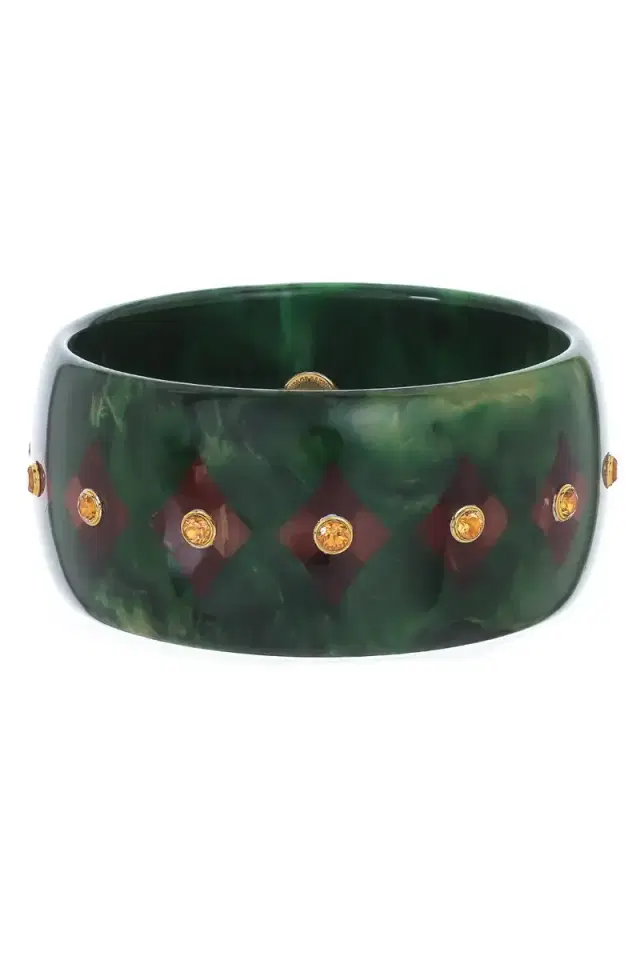 MARK DAVIS Citrine Green Bakelite Bangle