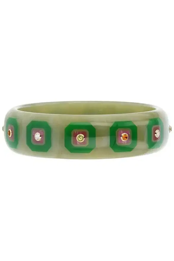 MARK DAVIS Citrine Peridot Green Bakelite Bangle