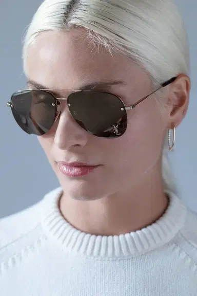 Saint Laurent Classic Gold Aviator Sunglasses | Thumbnail 2