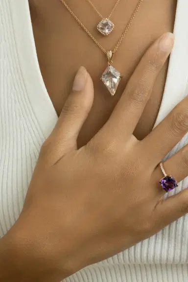 LISA NIK Clear Quartz Diamond Kite Necklace | Thumbnail 2