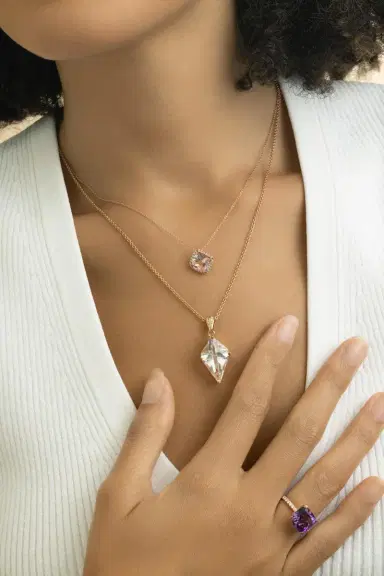 LISA NIK Clear Quartz Diamond Kite Necklace | Thumbnail 3