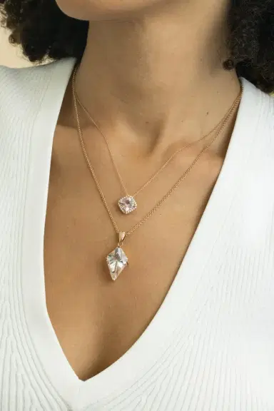 LISA NIK Clear Quartz Diamond Kite Necklace | Thumbnail 4