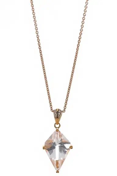 LISA NIK Clear Quartz Diamond Kite Necklace | Thumbnail 1