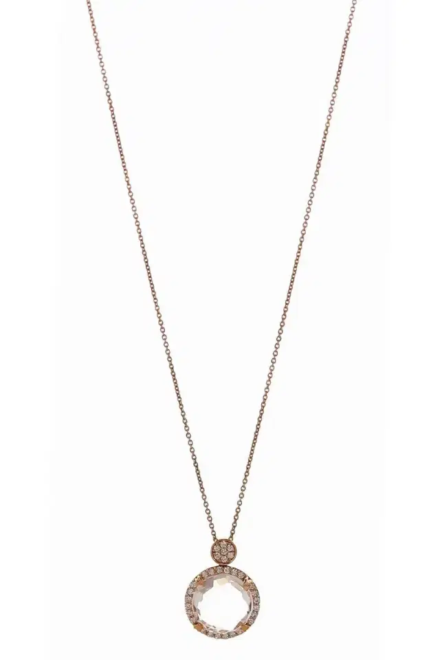 LISA NIK Clear Quartz Round Pendant Necklace