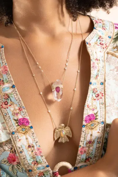 Jacquie Aiche Clear Quartz Tourmaline Pendant Necklace | Thumbnail 2