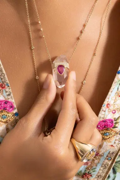 Jacquie Aiche Clear Quartz Tourmaline Pendant Necklace | Thumbnail 3